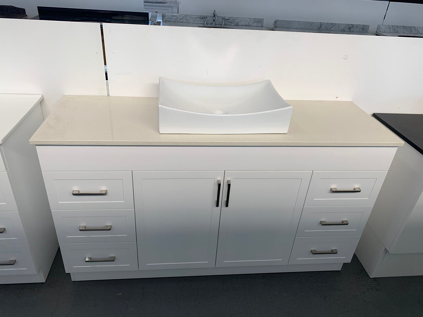 Matte White 2 Pac Shaker Bathroom Vanity Freestanding Cooper