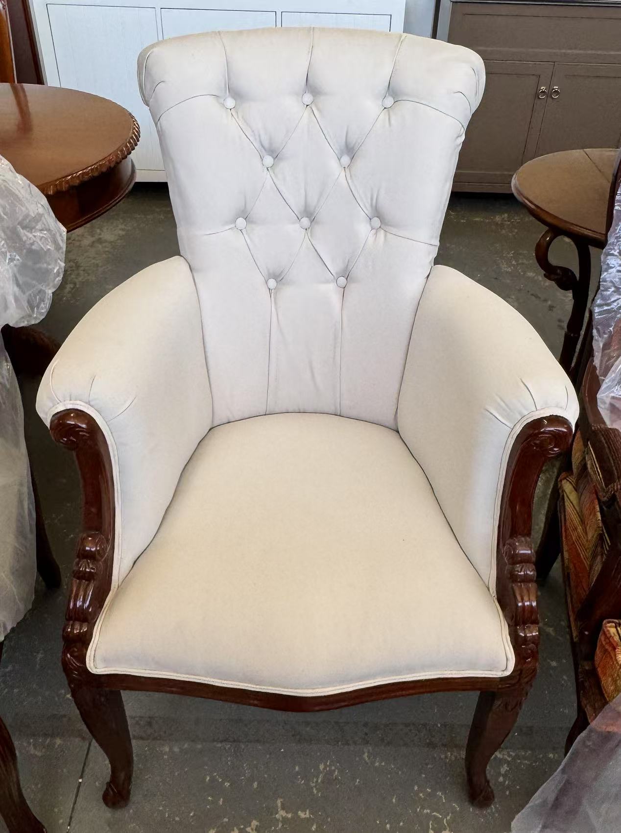 Solid Mahogany French Provincial Furniture Arm Chair White