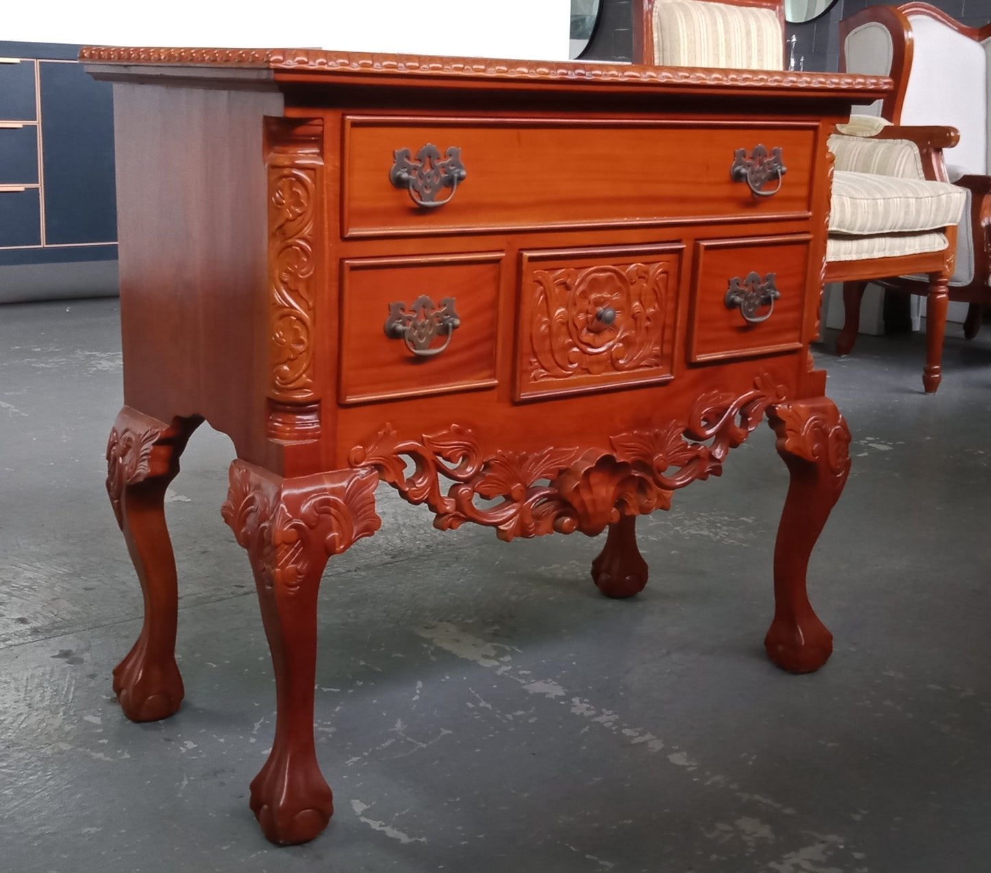 Mahogany Provincial Furniture Chippendale Buffet Small