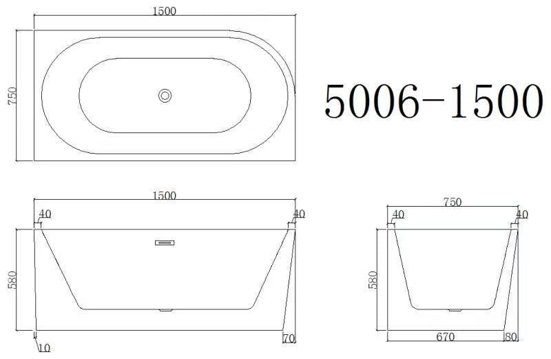 Free Standing Back to Wall Bath Tub