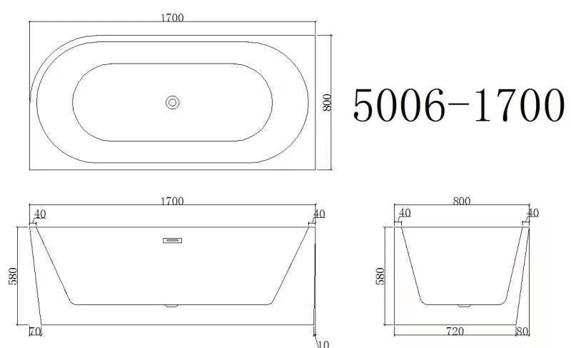 Free Standing Back to Wall Bath Tub