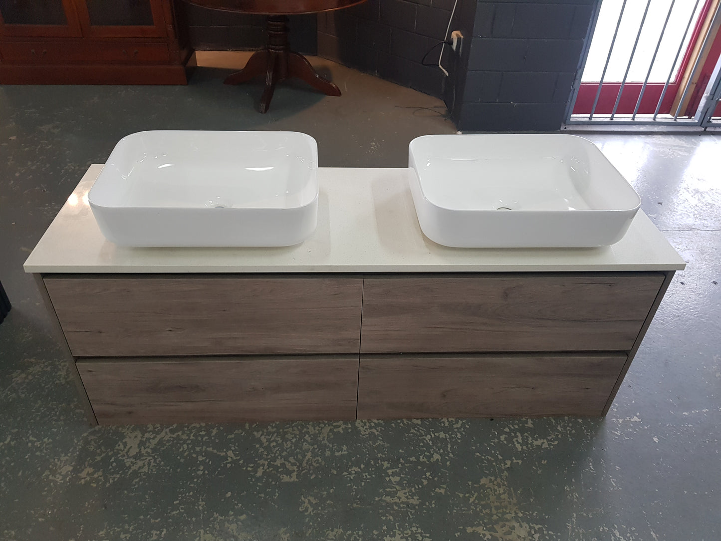 Wall Hung bathroom vanity 1500 stone bench