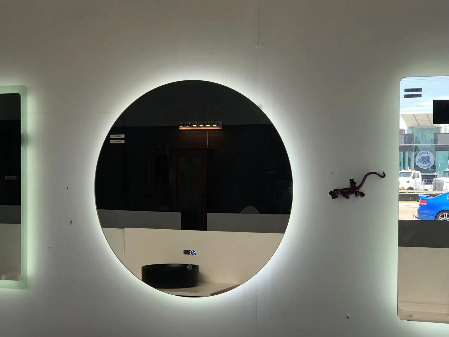 LED Bathroom Mirror Clock Temperature Anti-Fog Touch Sensor