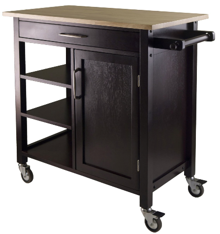 Kitchen Cart Trolley Espresso Cabinet Solid Wood Benchtop
