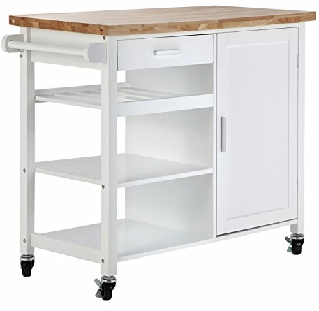 Kitchen Cart Trolley Wooden Top