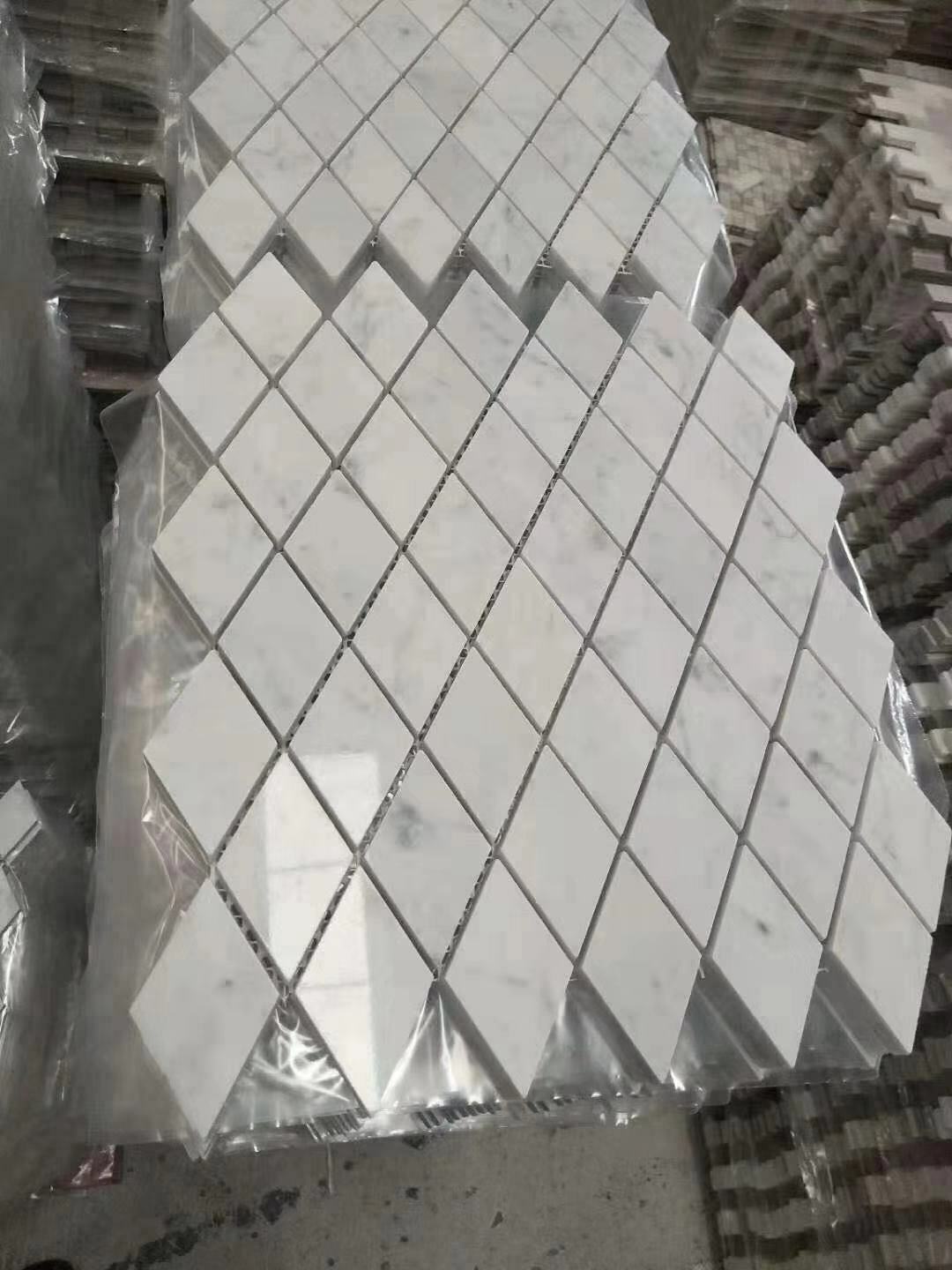 Carrara Marble Tile Mosaic Hexagon, Diamond, Penny Round