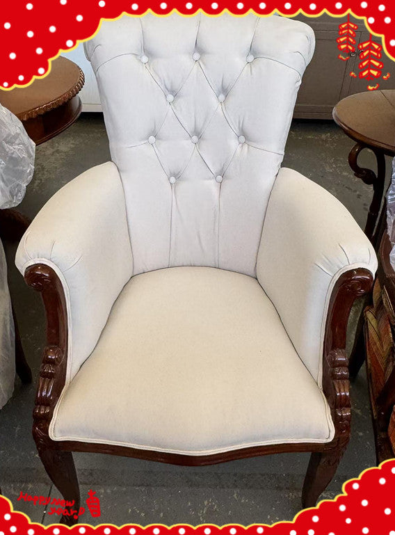 Solid Mahogany French Provincial Furniture Arm Chair White
