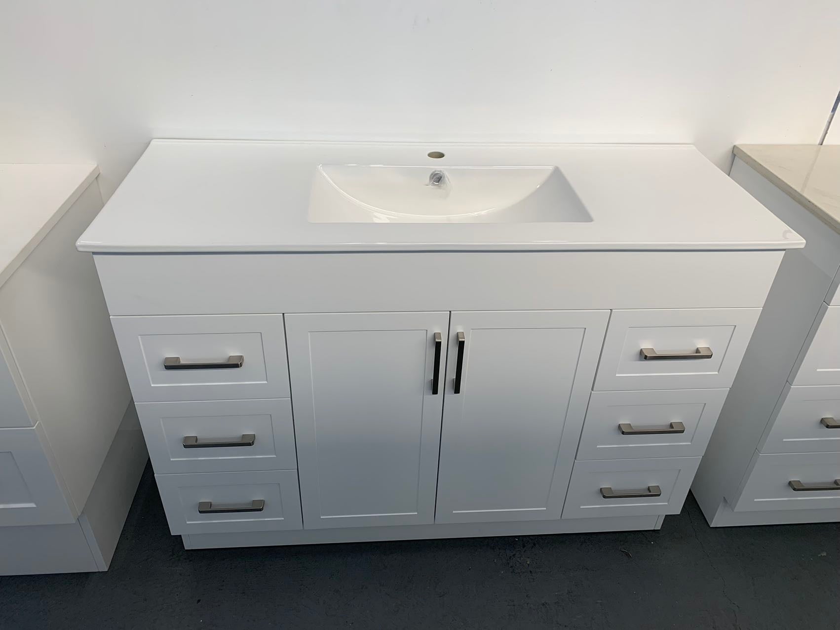 Matte White 2 Pac Shaker Bathroom Vanity Freestanding Cooper – Shine ...
