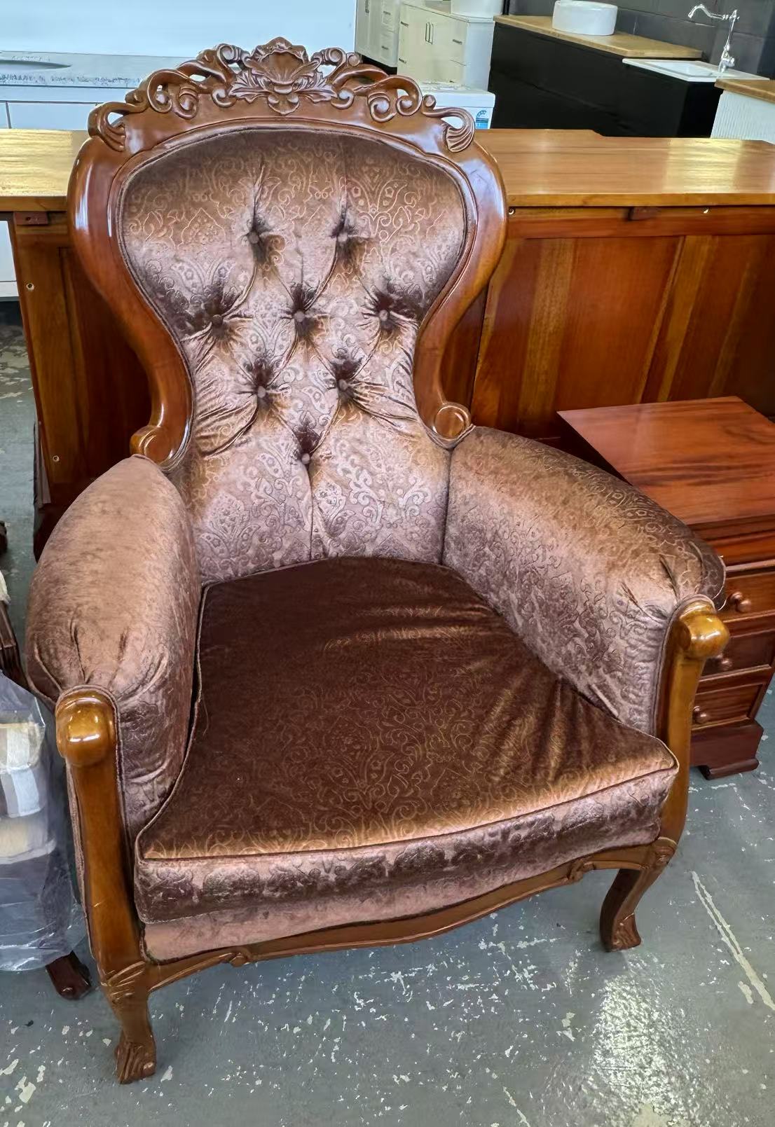 Solid Mahogany French Provincial Furniture Arm Chair