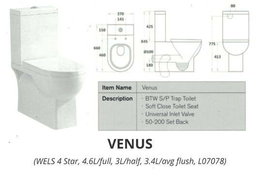 Australia Standard Watermark Toilet Suite - Venus