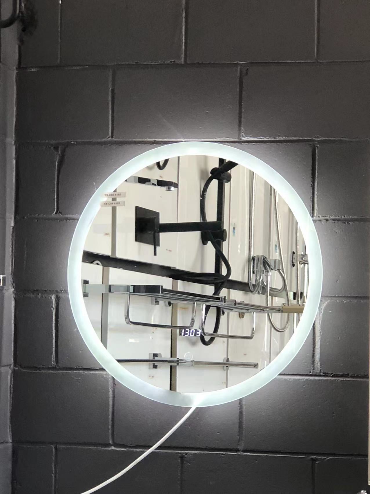 LED Bathroom Mirror Clock Temperature Anti-Fog Touch Sensor