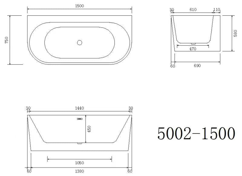 Bathtub Free Standing Back to Wall