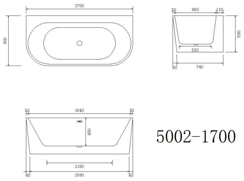 Bathtub Free Standing Back to Wall