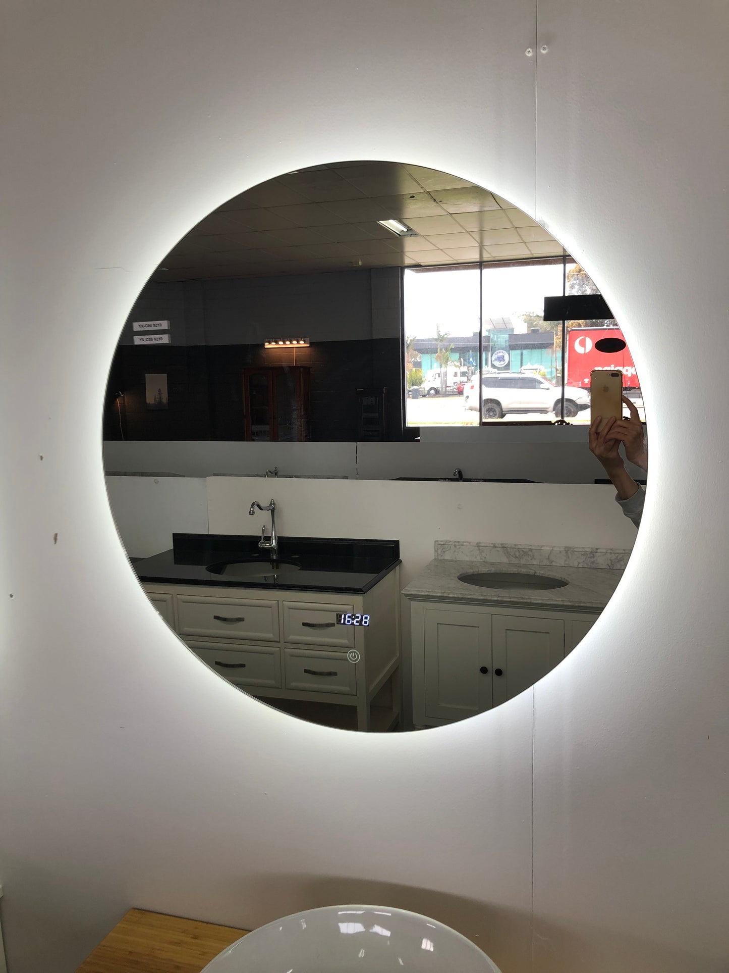 LED Bathroom Mirror Clock Temperature Anti-Fog Touch Sensor