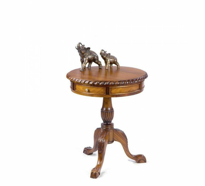 Solid Mahogany Furniture Chandler Chippendale Drum Table With 2 Drawer