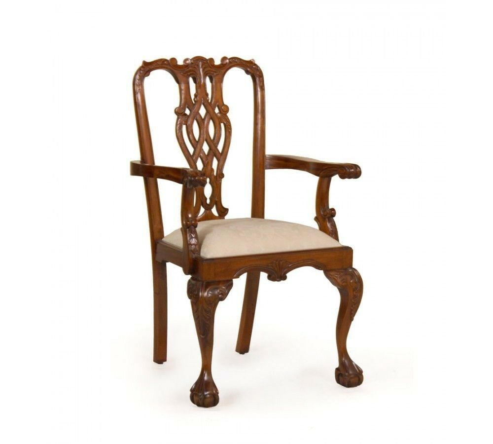 Solid Mahogany French Furniture Chandler Stuart Chippendale Arm Dining Chair